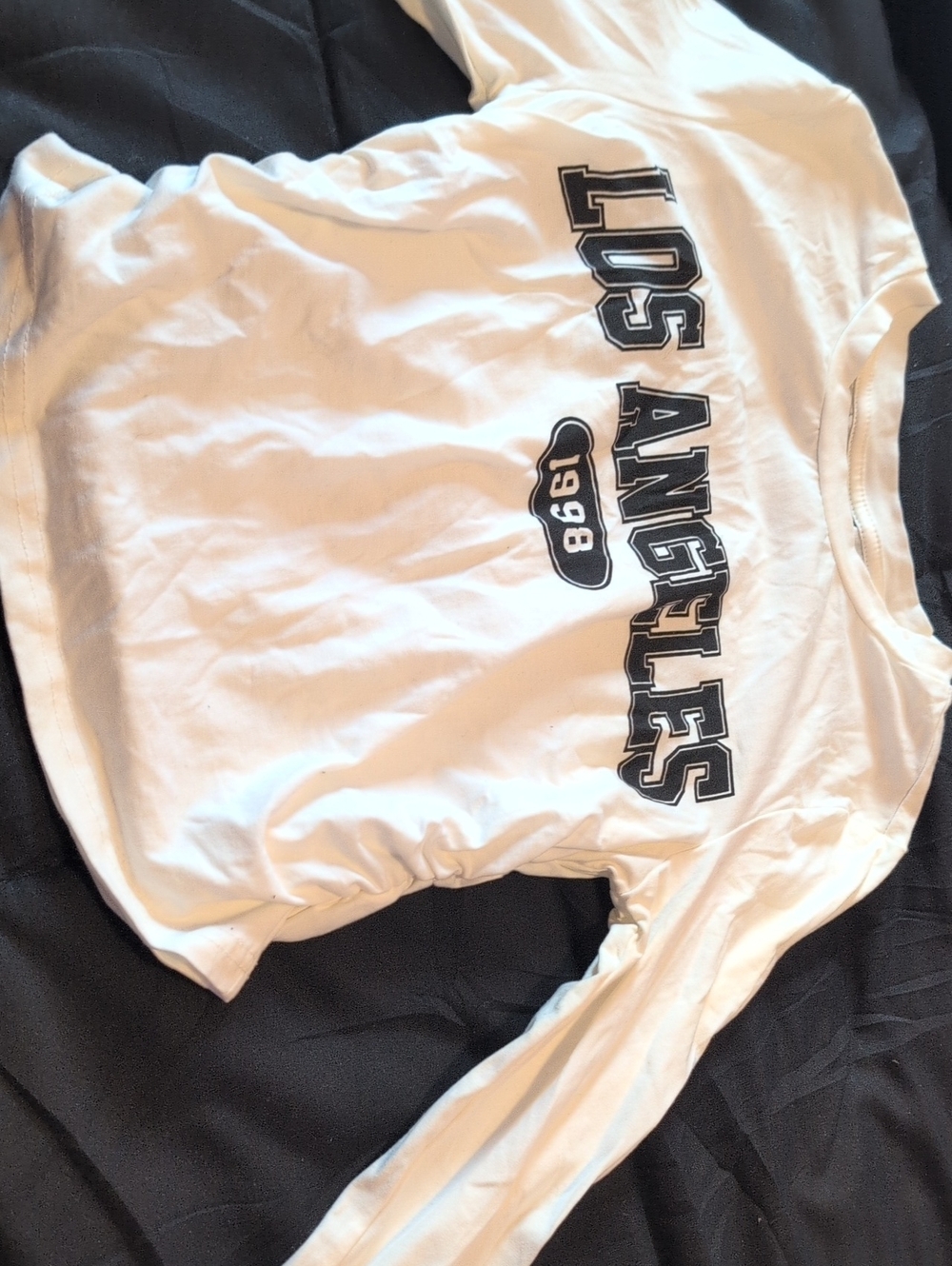 Los Angeles Apparel White Long Sleeve Tee with Black 'Los Angeles' Print